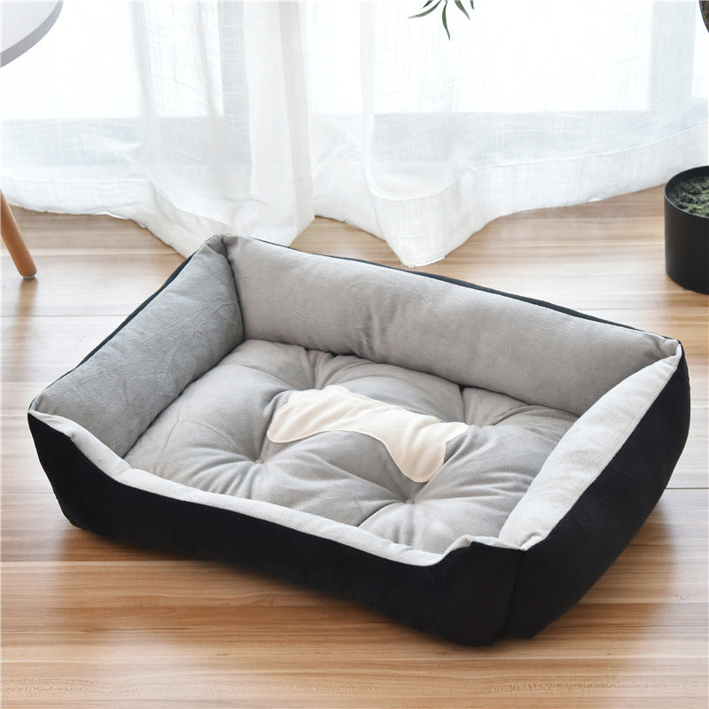 Soft Orthopedic Dog Bed with a soft cushion on a wooden floor