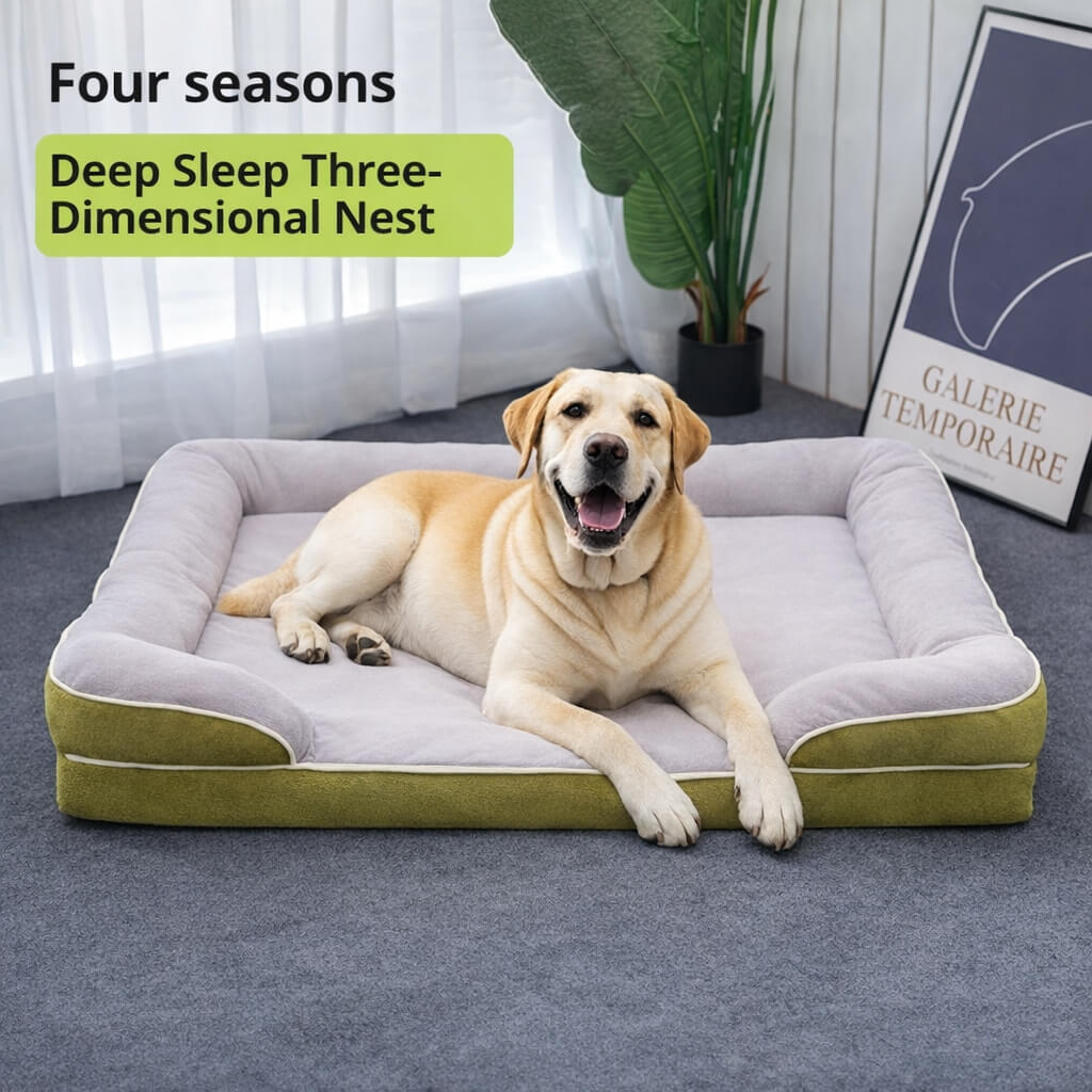 Orthopedic Dog Bed - Memory Foam Pet Bed with Bolster Edge - Gentle Jaws